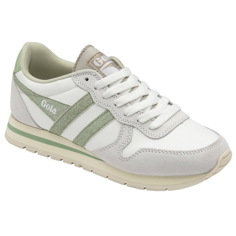Gola Classics Women's Daytona Glitter Sneakers - White/Light Green