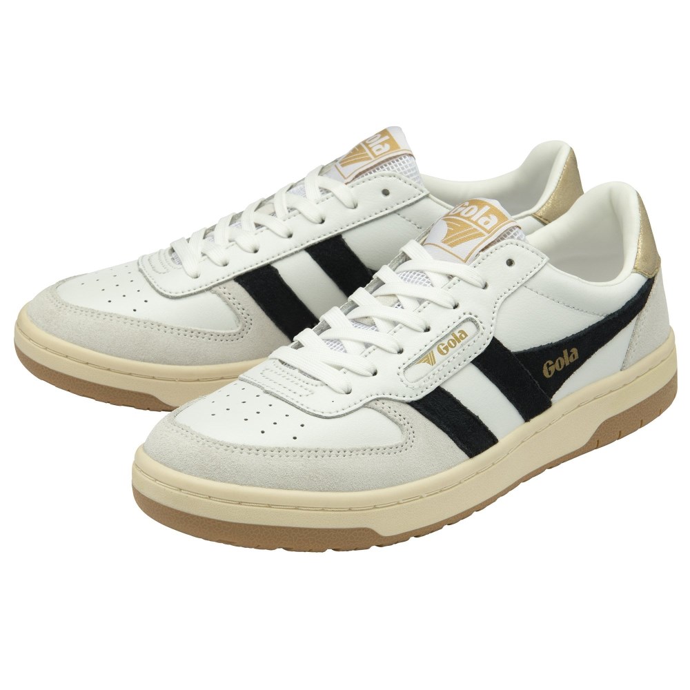 Gola Classics Women's Hawk Sneakers - White/Black/Gold