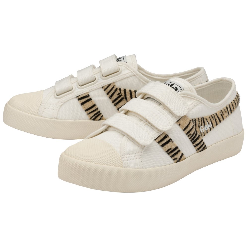 Vegan Gola Classics Women's Coaster Safari Strap Sneakers - Off White/Zebra