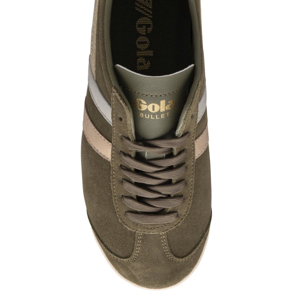 Gola Classics Women's Bullet Mirror Trident Sneakers - Khaki/Silver/Gold