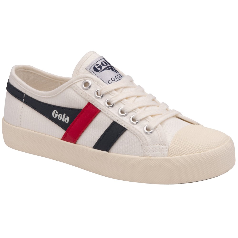 Vegan Gola Classics Women's Coaster - Off White/Navy/Red