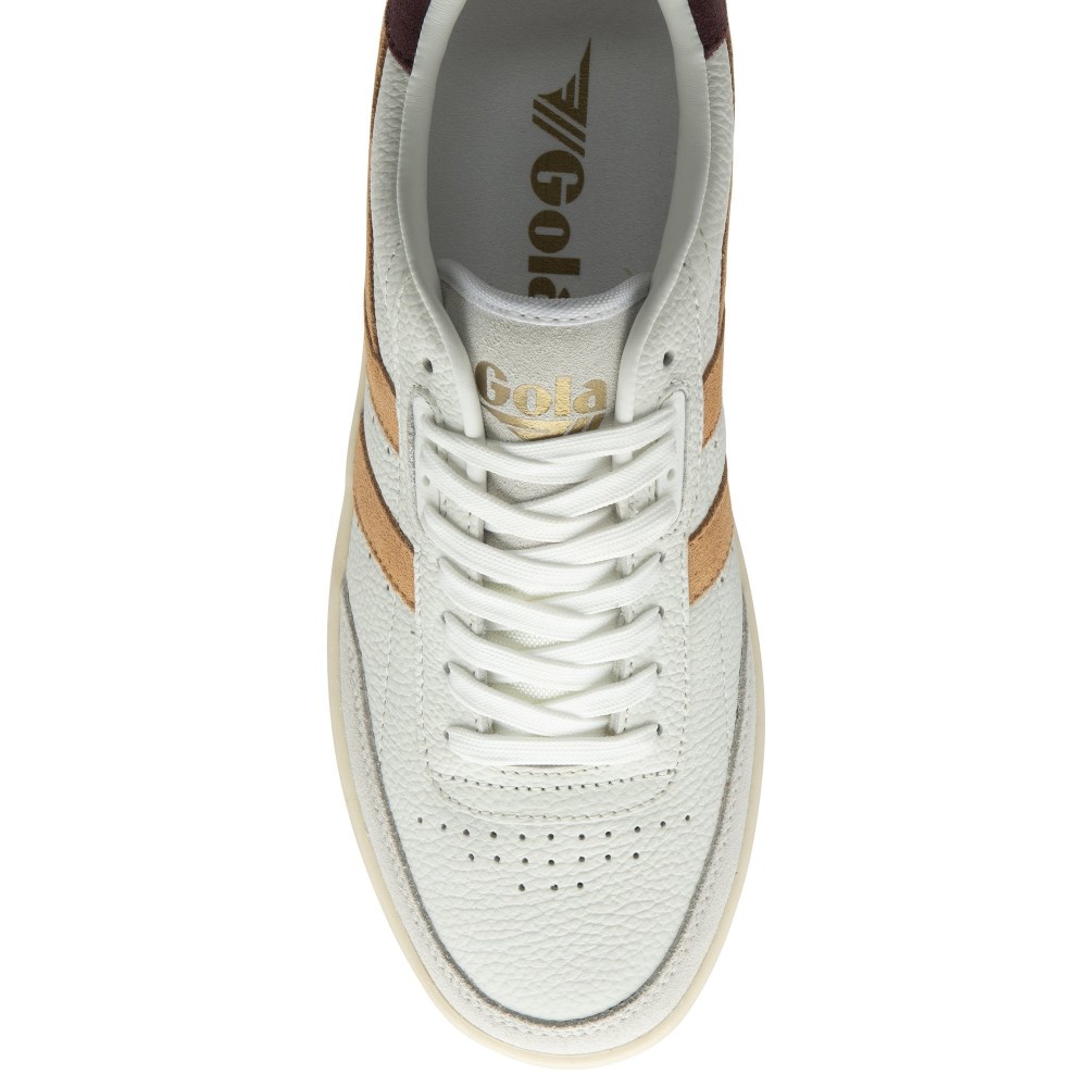 Gola Classics Women's Falcon Sneakers - White/Salmon/Windsor Wine
