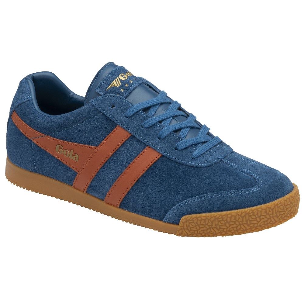Gola Classics Men's Harrier Suede Sneakers - Marine Blue/Moody Orange