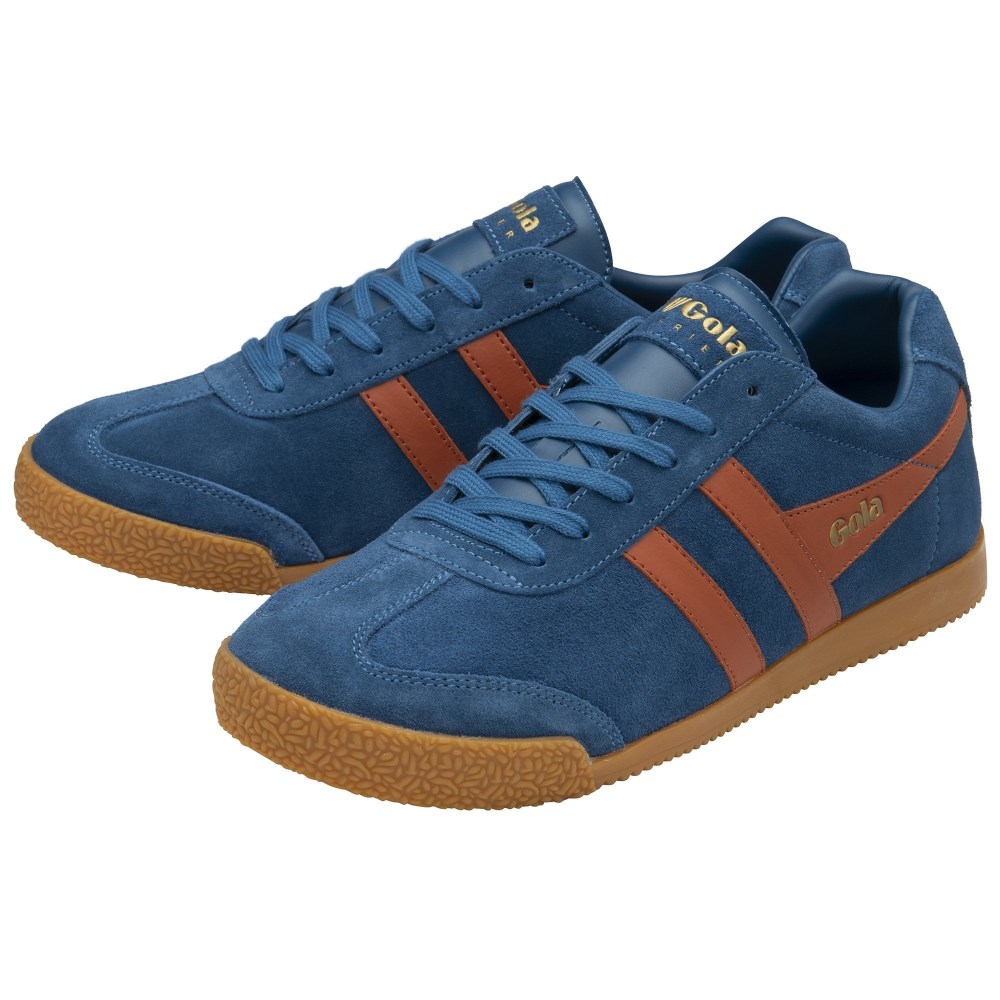 Gola Classics Men's Harrier Suede Sneakers - Marine Blue/Moody Orange