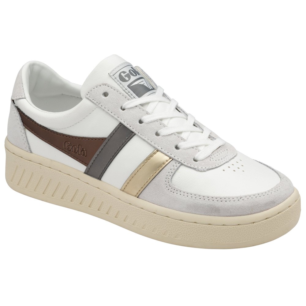 Gola Classics Women's Grandslam Trident Metallic Sneakers - White/Bronze/Gold