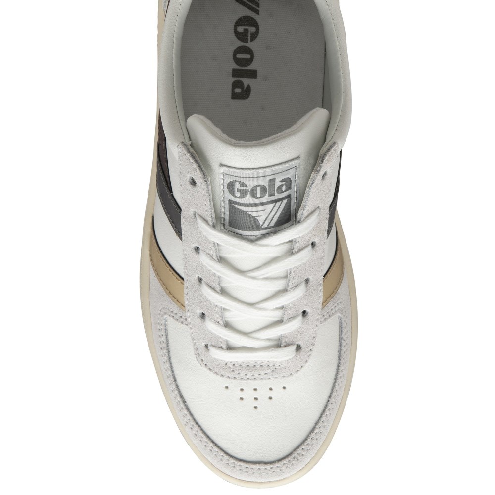 Gola Classics Women's Grandslam Trident Metallic Sneakers - White/Bronze/Gold