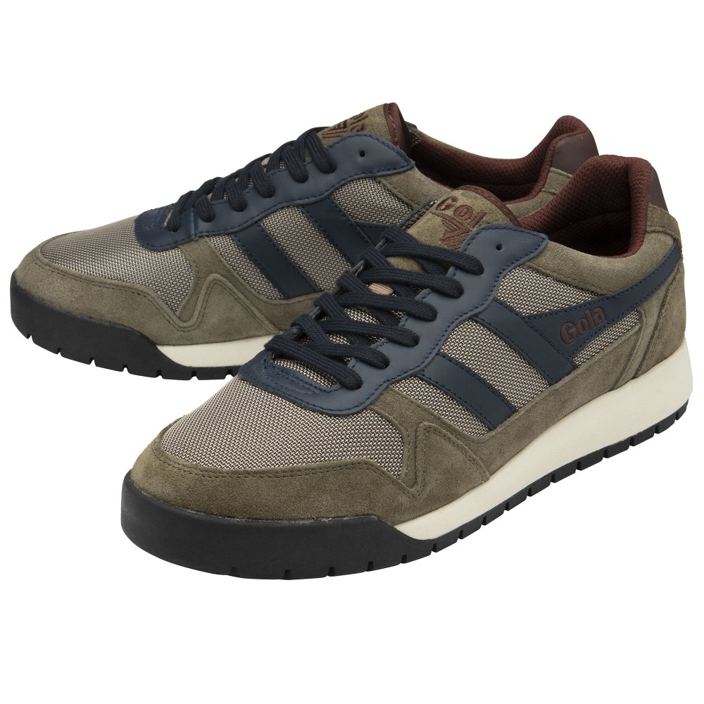 Gola Classics Men's Trek Low Sneakers - Khaki/Navy/Burgundy