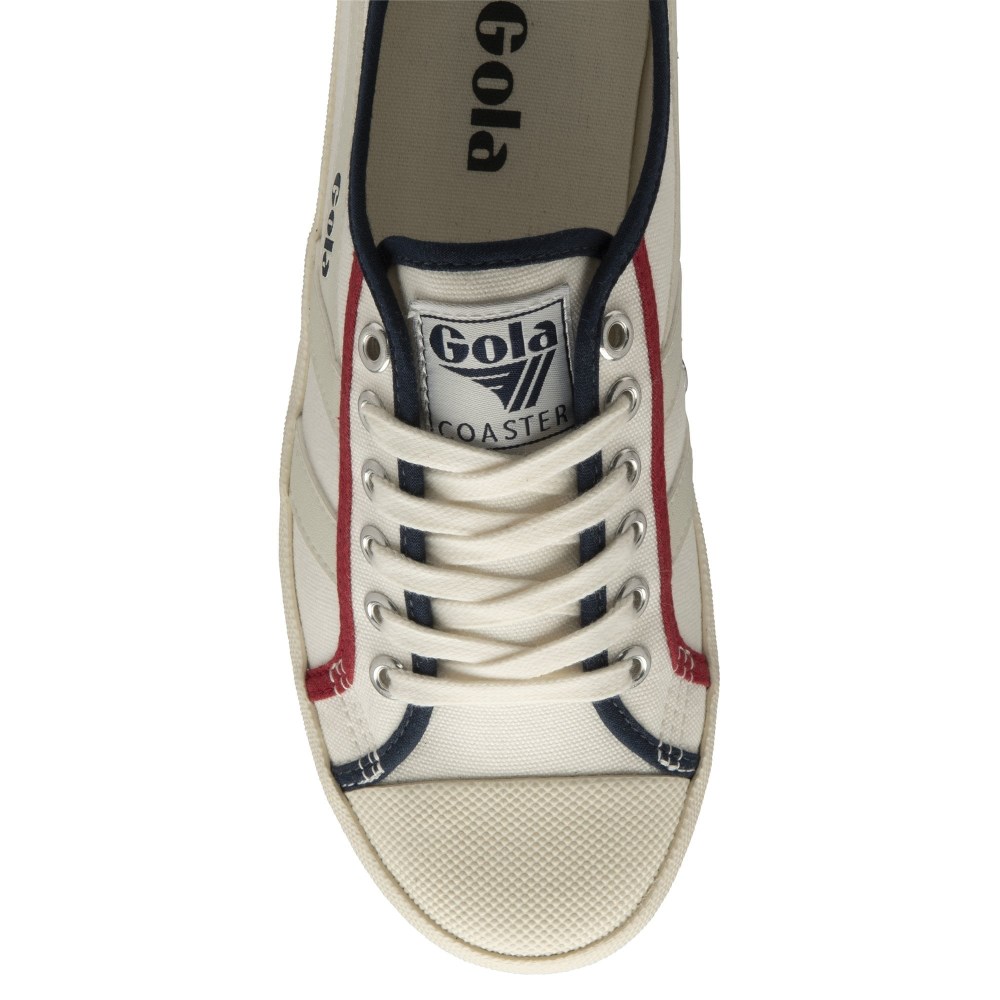 Vegan Gola Classics Women's Coaster Smash - Off White/Navy/Deep Red