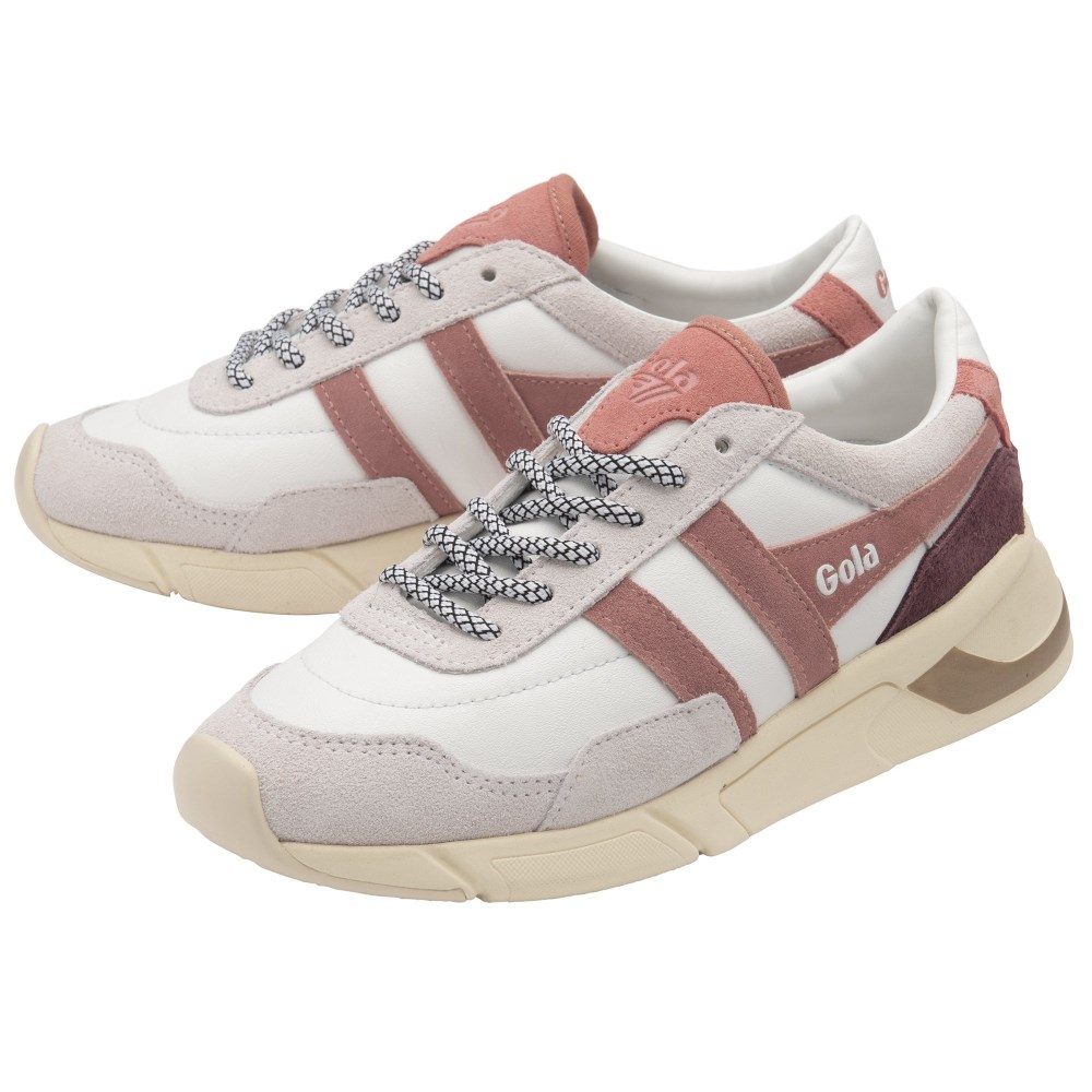 Gola Classics Women's Eclipse Pure Sneakers - White/Dusty Rose/Coral Pink