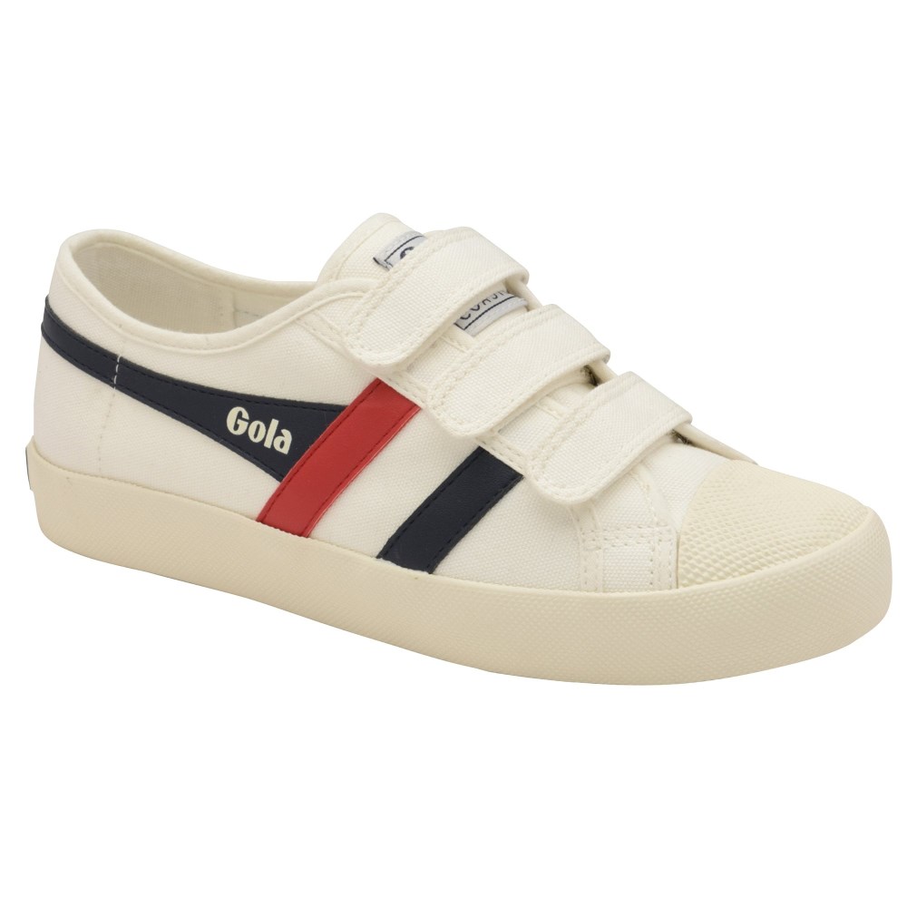 Vegan Gola Classics Women's Coaster Strap Sneakers - Off White/Navy/Red