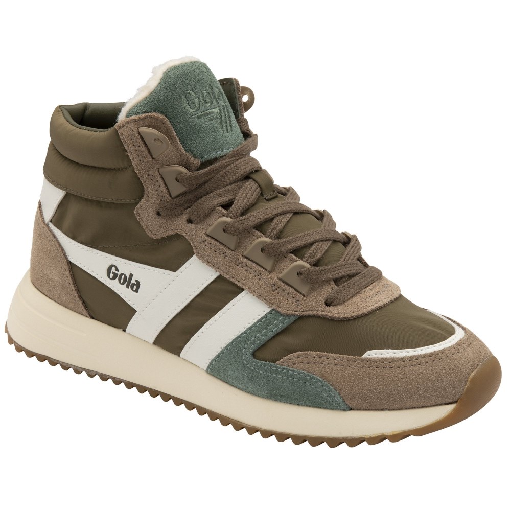 Gola Classics Women's Chicago High Sneakers - Khaki/Cappuccino/Off White