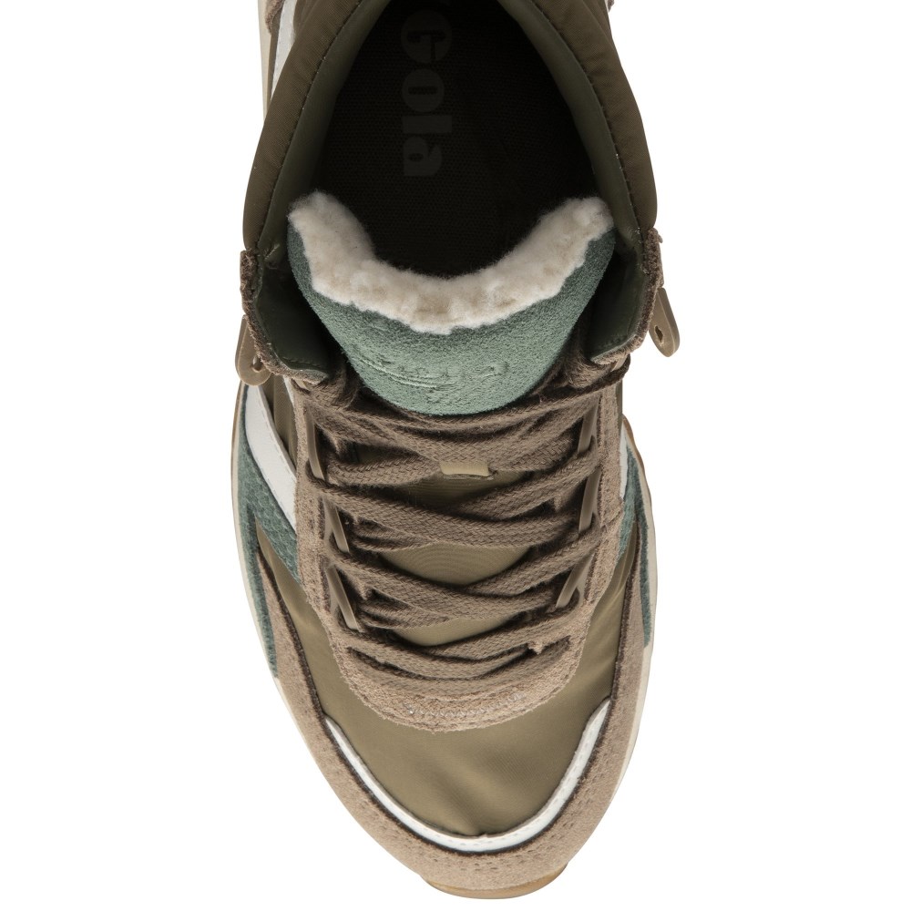Gola Classics Women's Chicago High Sneakers - Khaki/Cappuccino/Off White