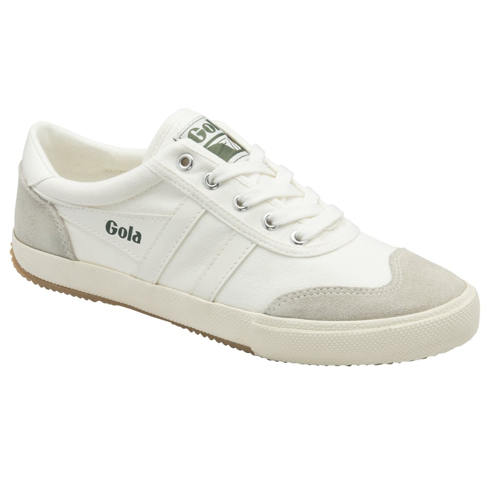 Gola Classics Women's Badminton Plimsoll Sneakers - Off White/Off White/Evergreen