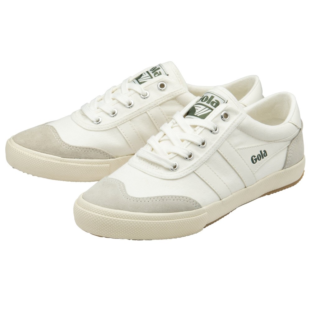 Gola Classics Women's Badminton Plimsoll Sneakers - Off White/Off White/Evergreen