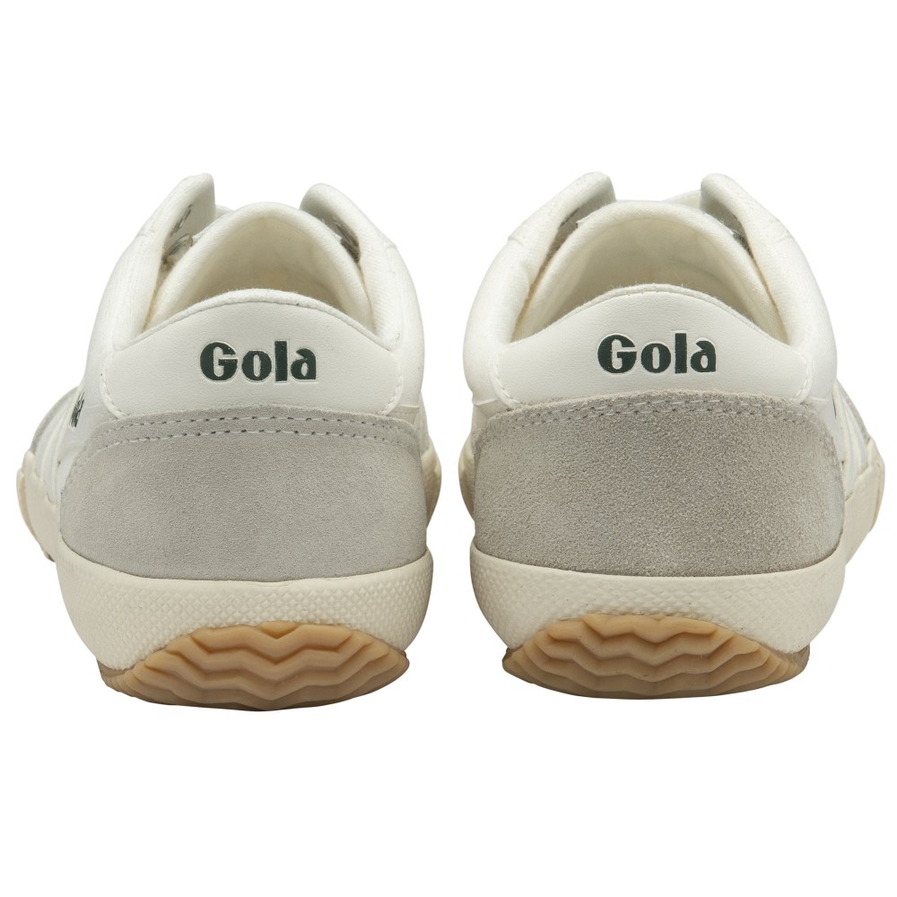 Gola Classics Women's Badminton Plimsoll Sneakers - Off White/Off White/Evergreen