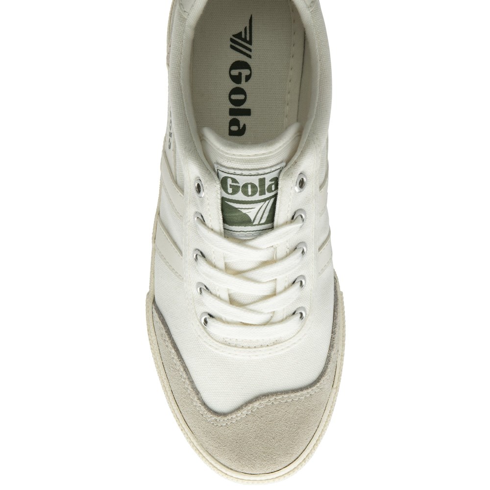 Gola Classics Women's Badminton Plimsoll Sneakers - Off White/Off White/Evergreen
