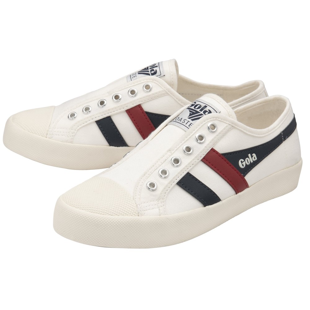 Vegan Gola Classics Women's Coaster Slip - Off White/Navy/Red