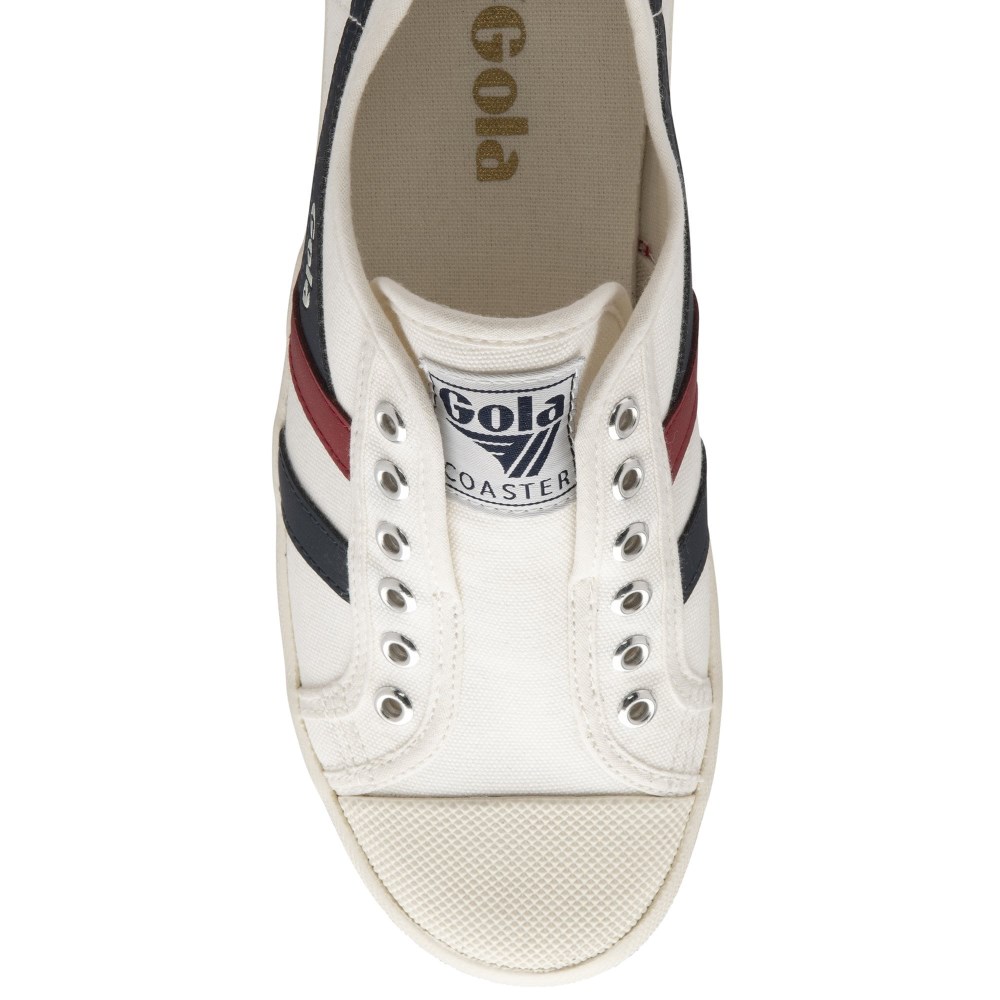 Vegan Gola Classics Women's Coaster Slip - Off White/Navy/Red
