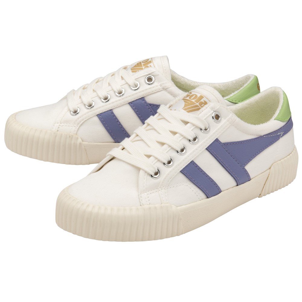 Vegan Gola Classics Women's Rally Plimsoll Sneakers - Off White/Lavender/Patina Green