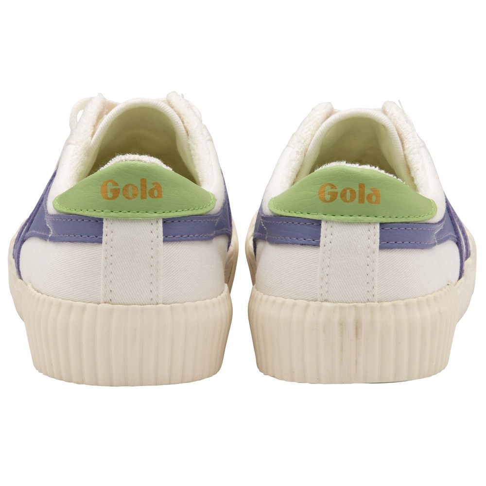 Vegan Gola Classics Women's Rally Plimsoll Sneakers - Off White/Lavender/Patina Green