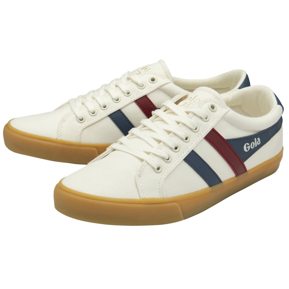 Vegan Gola Classics Men's Varsity Sneakers - Off White/Moonlight/Deep Red/Gum