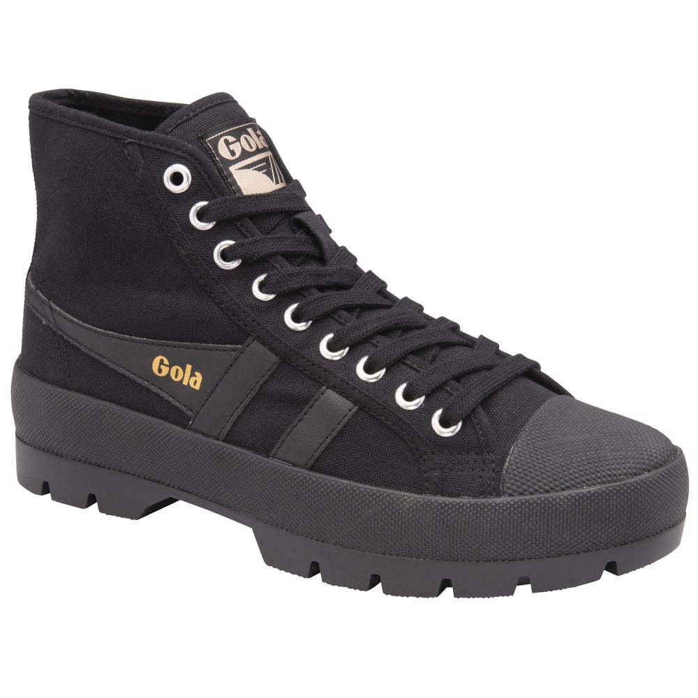 Vegan Gola Classics Women's Coaster Peak High Sneakers - Black/Black/Black