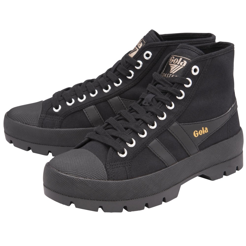 Vegan Gola Classics Women's Coaster Peak High Sneakers - Black/Black/Black