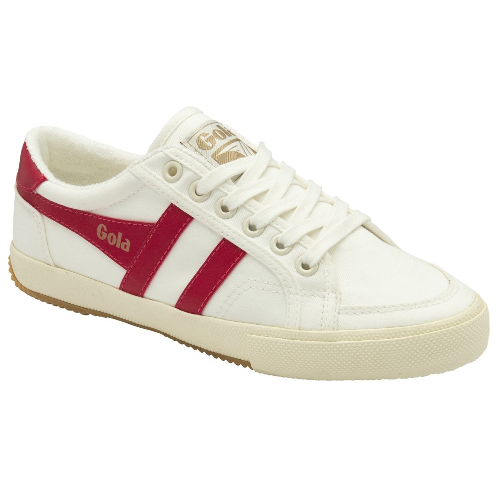 Vegan Gola Classics Women's Stratus Plimsoll Sneakers - Off White/Raspberry