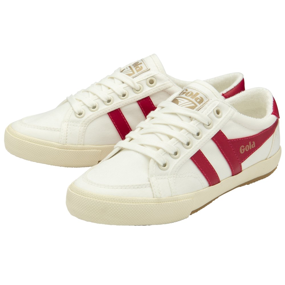 Vegan Gola Classics Women's Stratus Plimsoll Sneakers - Off White/Raspberry