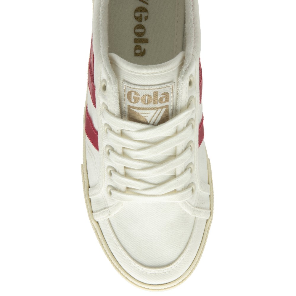 Vegan Gola Classics Women's Stratus Plimsoll Sneakers - Off White/Raspberry