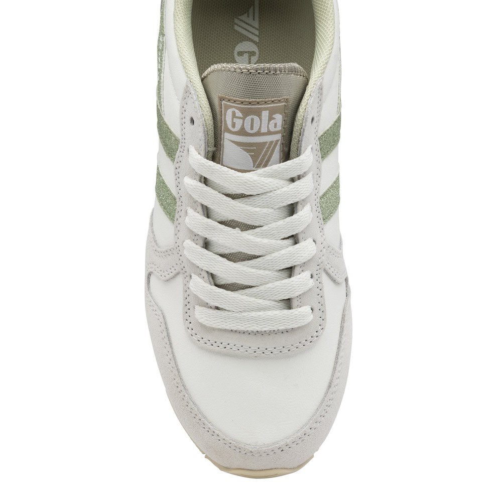 Gola Classics Women's Daytona Glitter Sneakers - White/Light Green