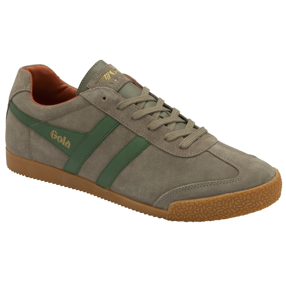 Gola Classics Men's Harrier Suede Sneakers - Rhino/Evergreen/Moody Orange