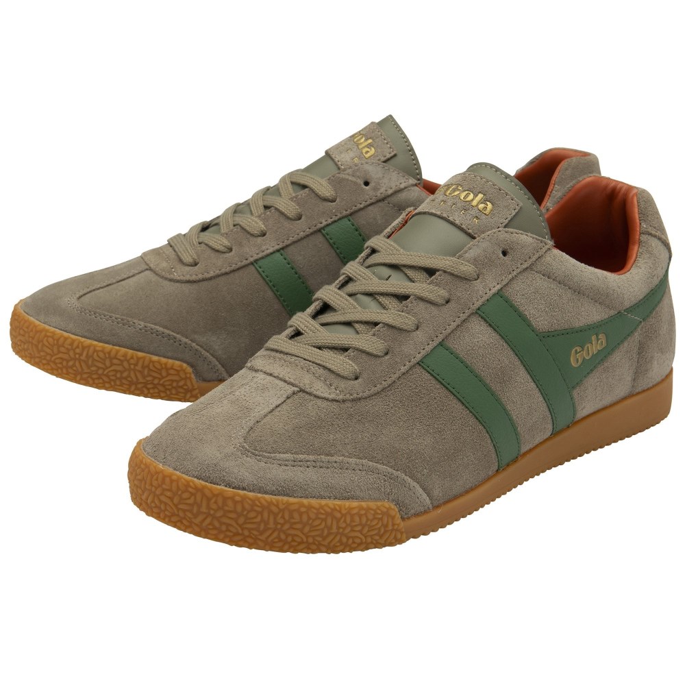 Gola Classics Men's Harrier Suede Sneakers - Rhino/Evergreen/Moody Orange