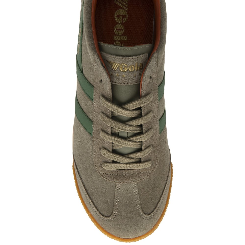 Gola Classics Men's Harrier Suede Sneakers - Rhino/Evergreen/Moody Orange