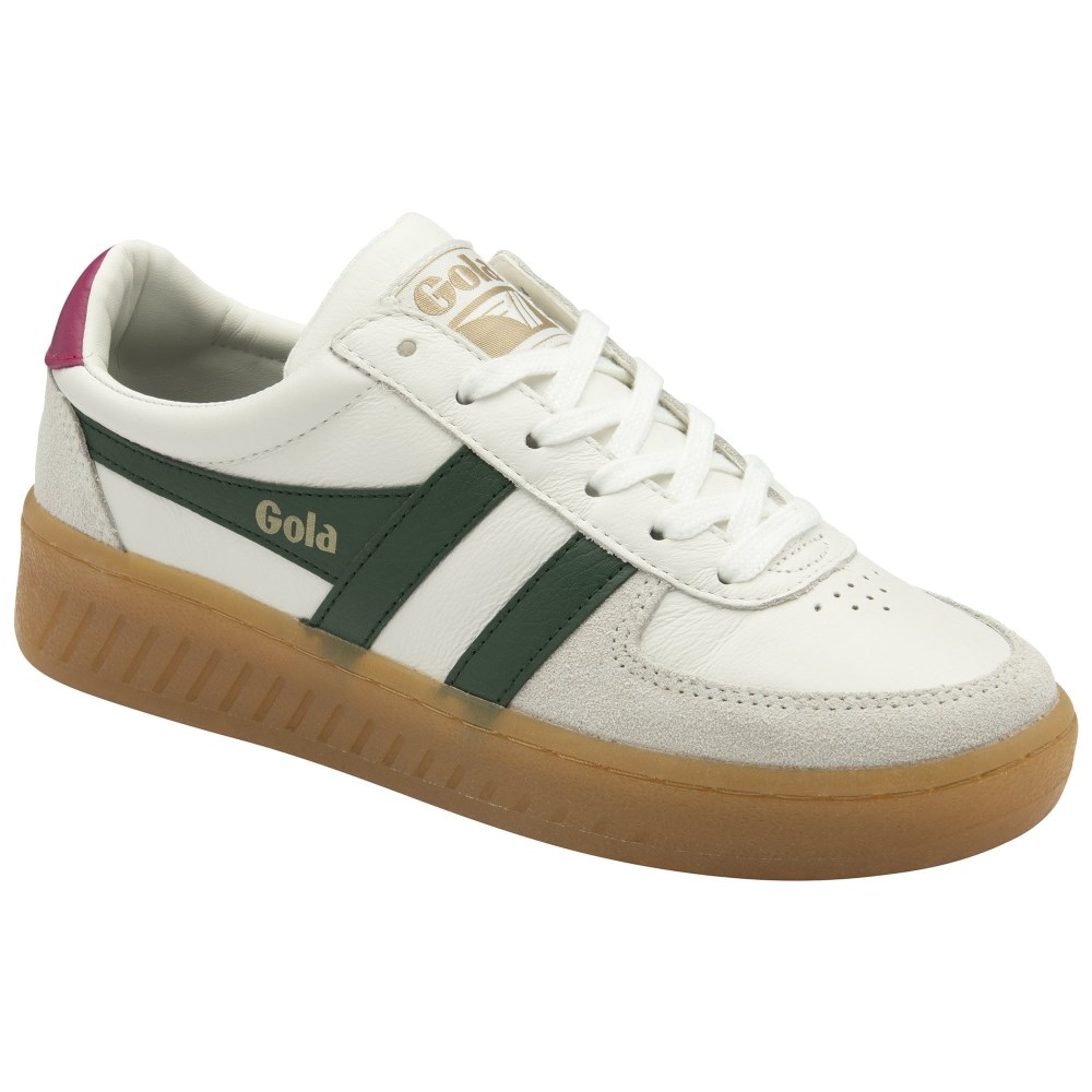 Gola Classics Women's Grandslam Elite Sneakers - White/Evergreen/Fuchsia/Gum