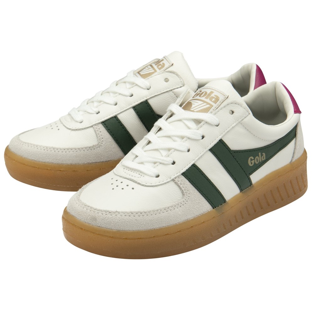 Gola Classics Women's Grandslam Elite Sneakers - White/Evergreen/Fuchsia/Gum