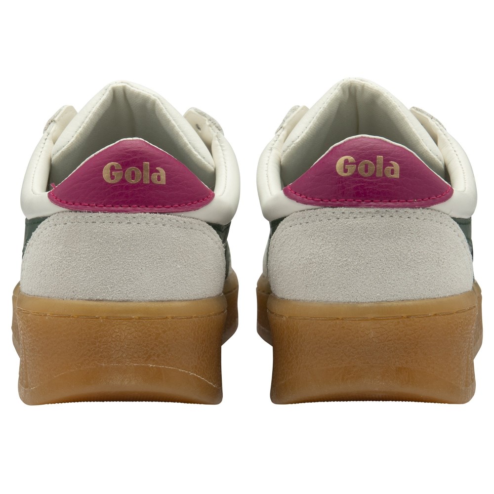 Gola Classics Women's Grandslam Elite Sneakers - White/Evergreen/Fuchsia/Gum