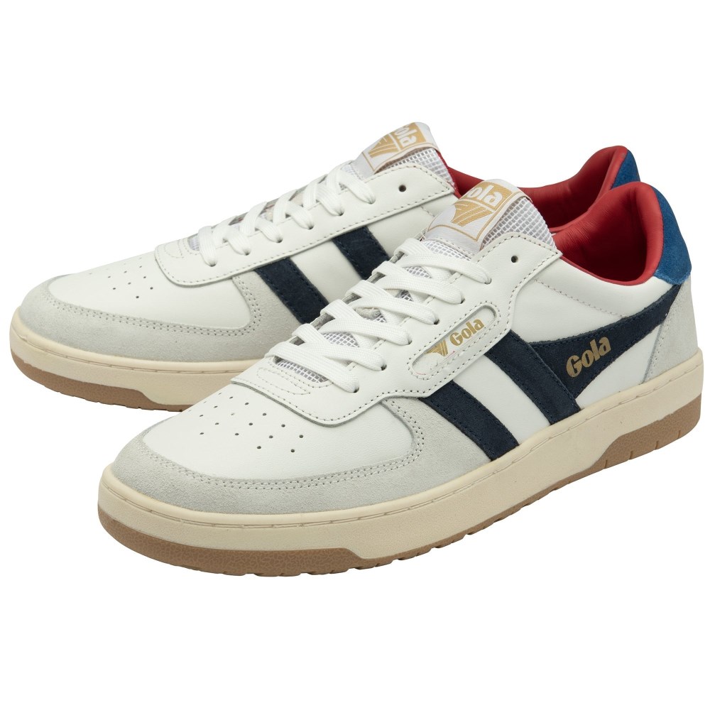 Gola Classics Men's Hawk Sneakers - White/Navy/Marine Blue