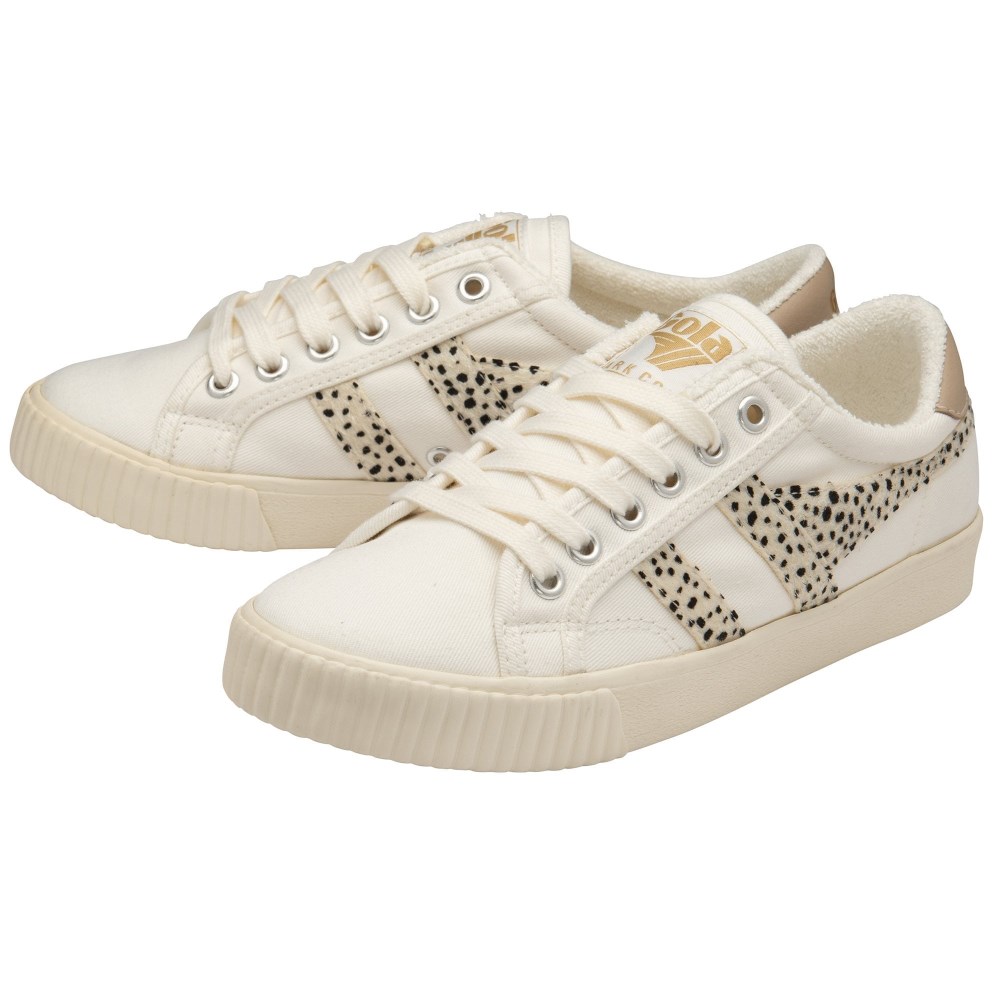 Vegan Gola Classics Women's Tennis Mark Cox Safari Sneakers - Off White/Cheetah/Nude