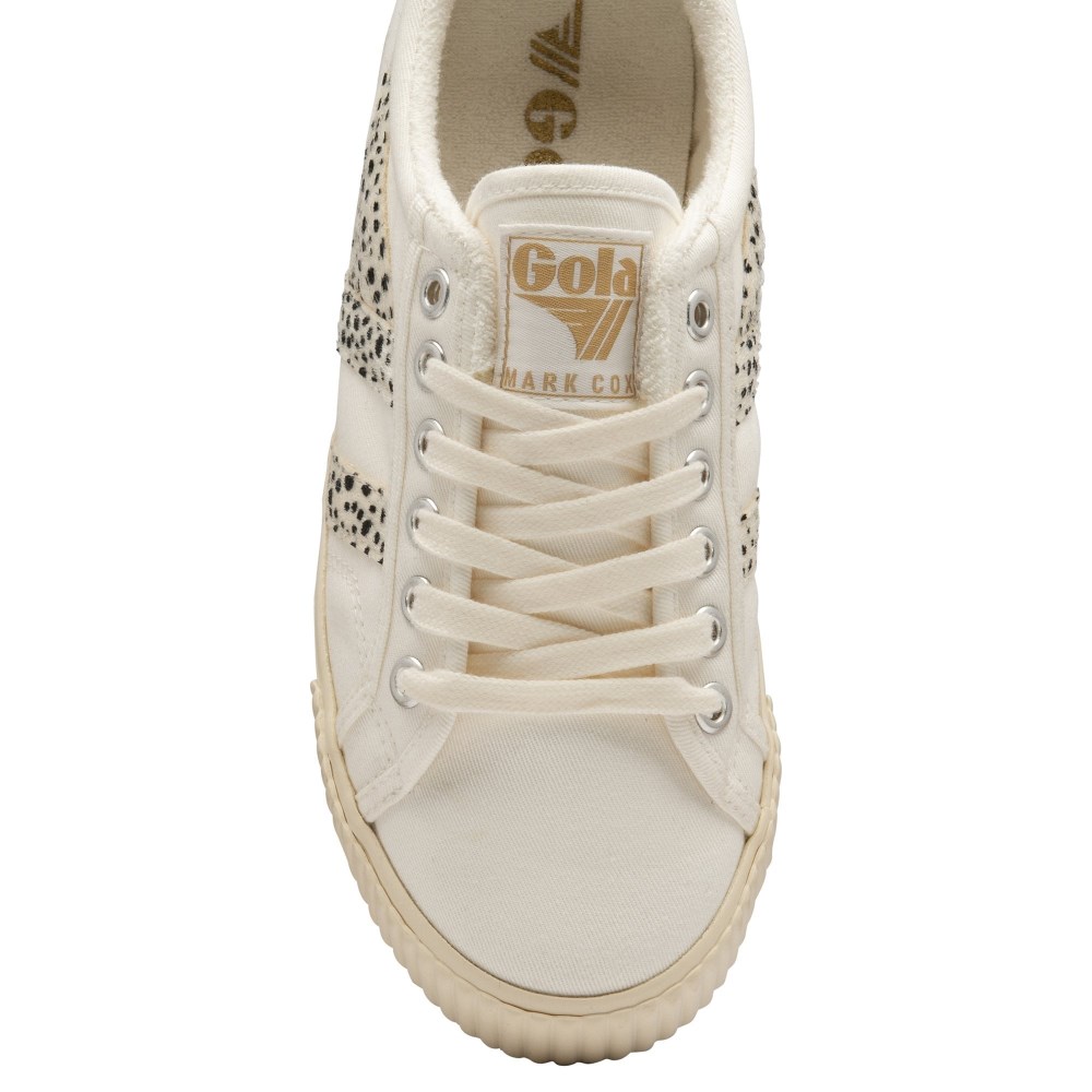 Vegan Gola Classics Women's Tennis Mark Cox Safari Sneakers - Off White/Cheetah/Nude