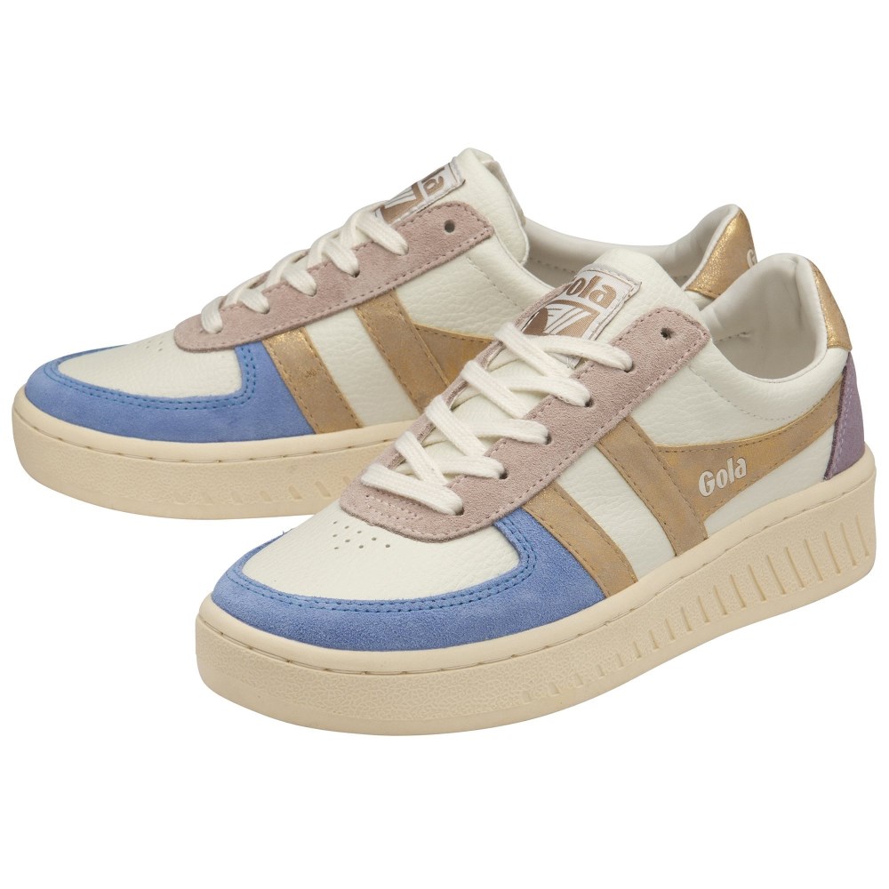 Gola Classics Women's Grandslam Quadrant Sneakers - Off White/Vista Blue/Gold/Lily