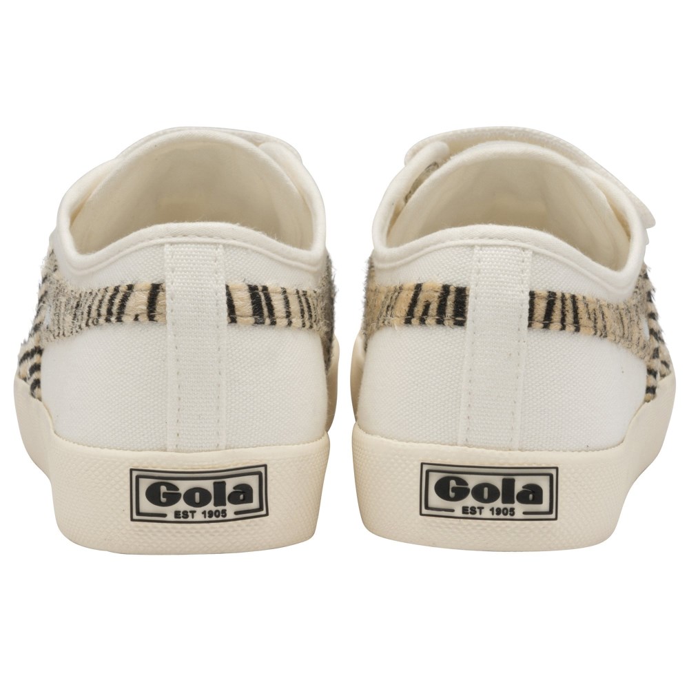 Vegan Gola Classics Women's Coaster Safari Strap Sneakers - Off White/Zebra