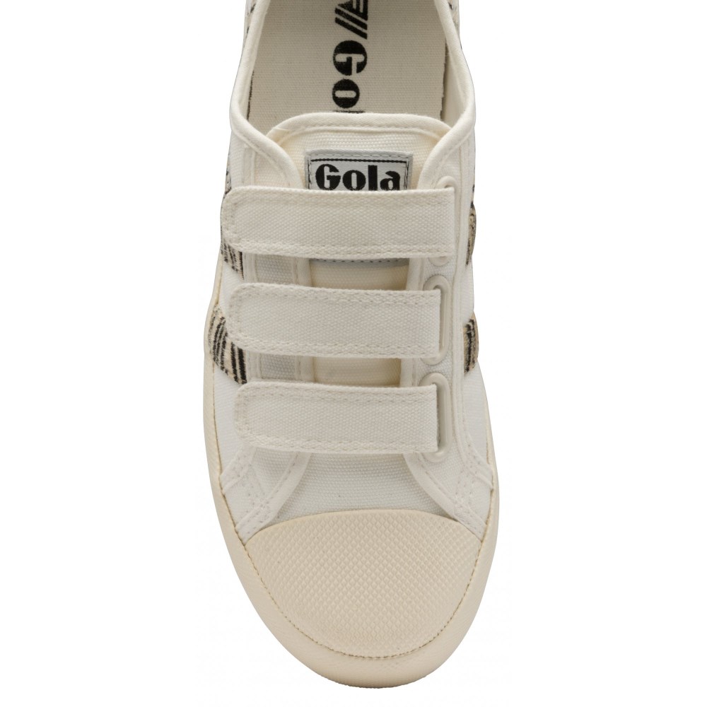 Vegan Gola Classics Women's Coaster Safari Strap Sneakers - Off White/Zebra