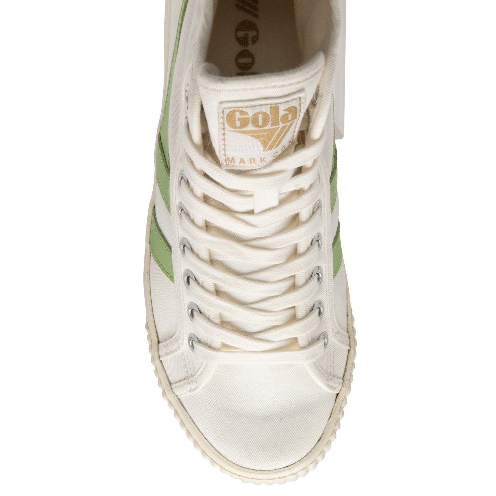 Vegan Gola Classics Women's Tennis Mark Cox High Sneakers - Off White/Patina Green