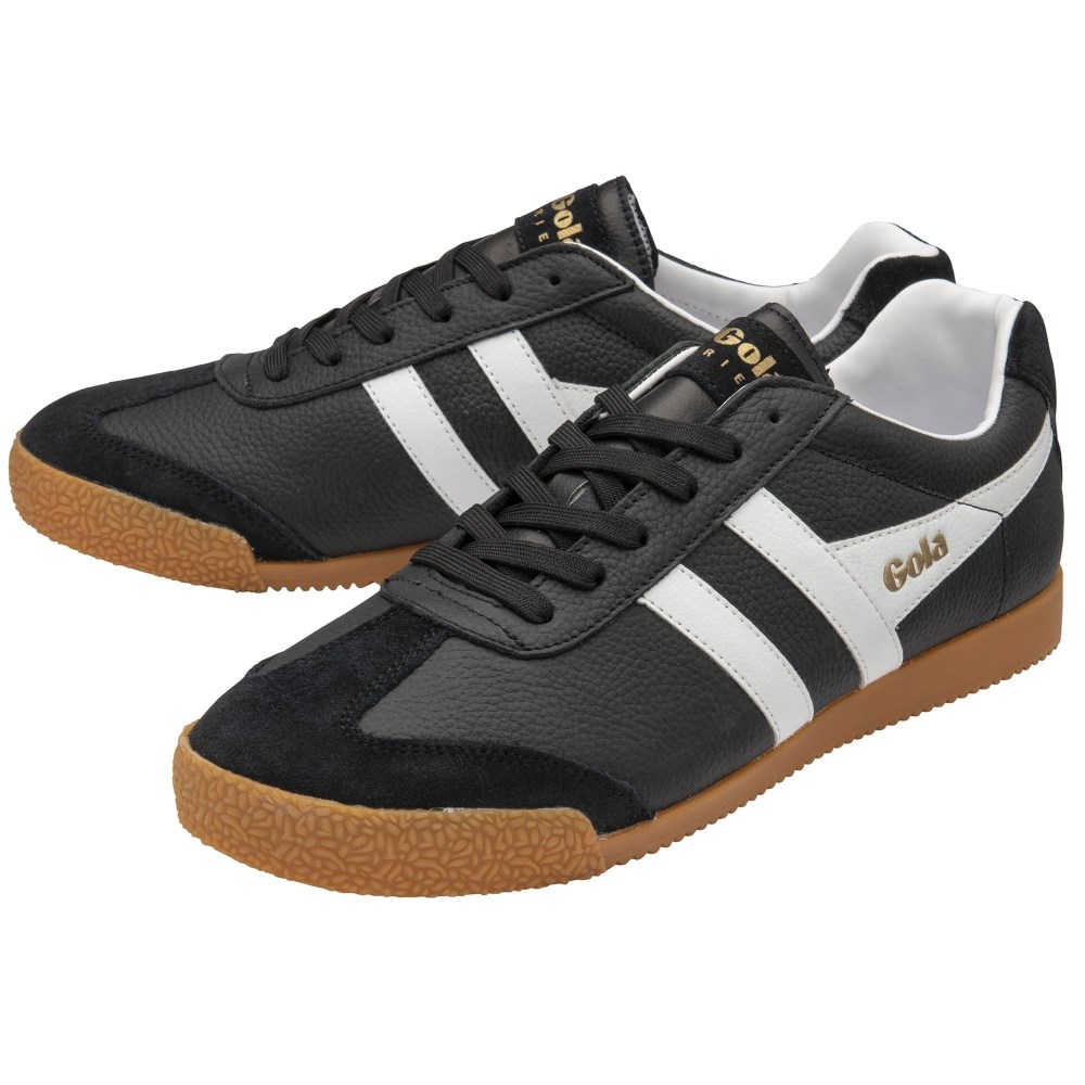 Gola Classics Men's Harrier Leather Sneakers - Black/White/White