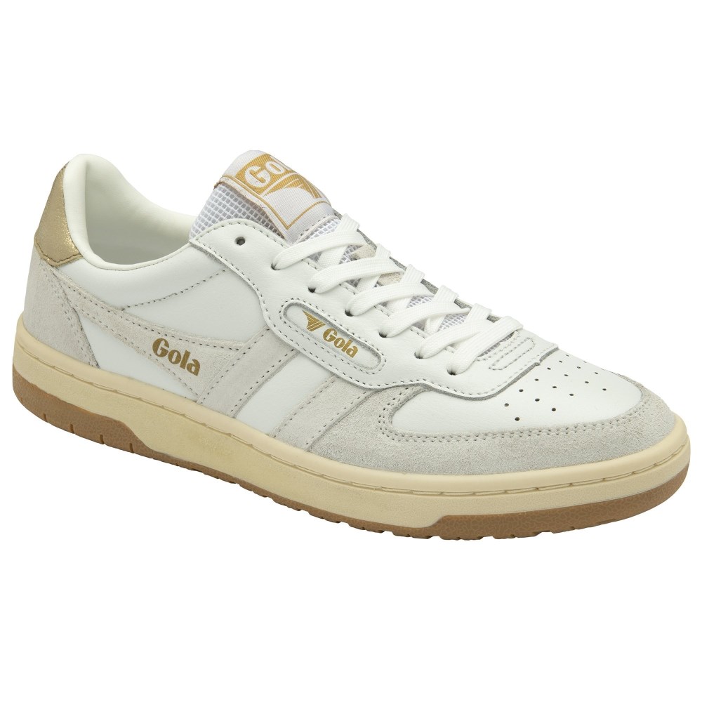 Gola Classics Women's Hawk Sneakers - White/White/Gold