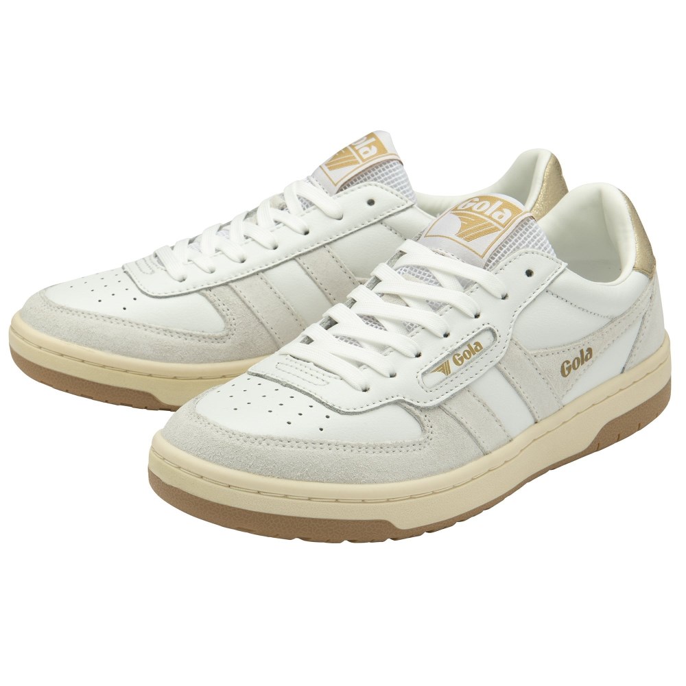 Gola Classics Women's Hawk Sneakers - White/White/Gold