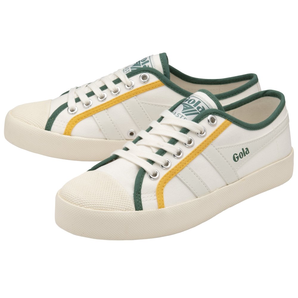 Vegan Gola Classics Women's Coaster Smash - Off White/Dark Green/Sun