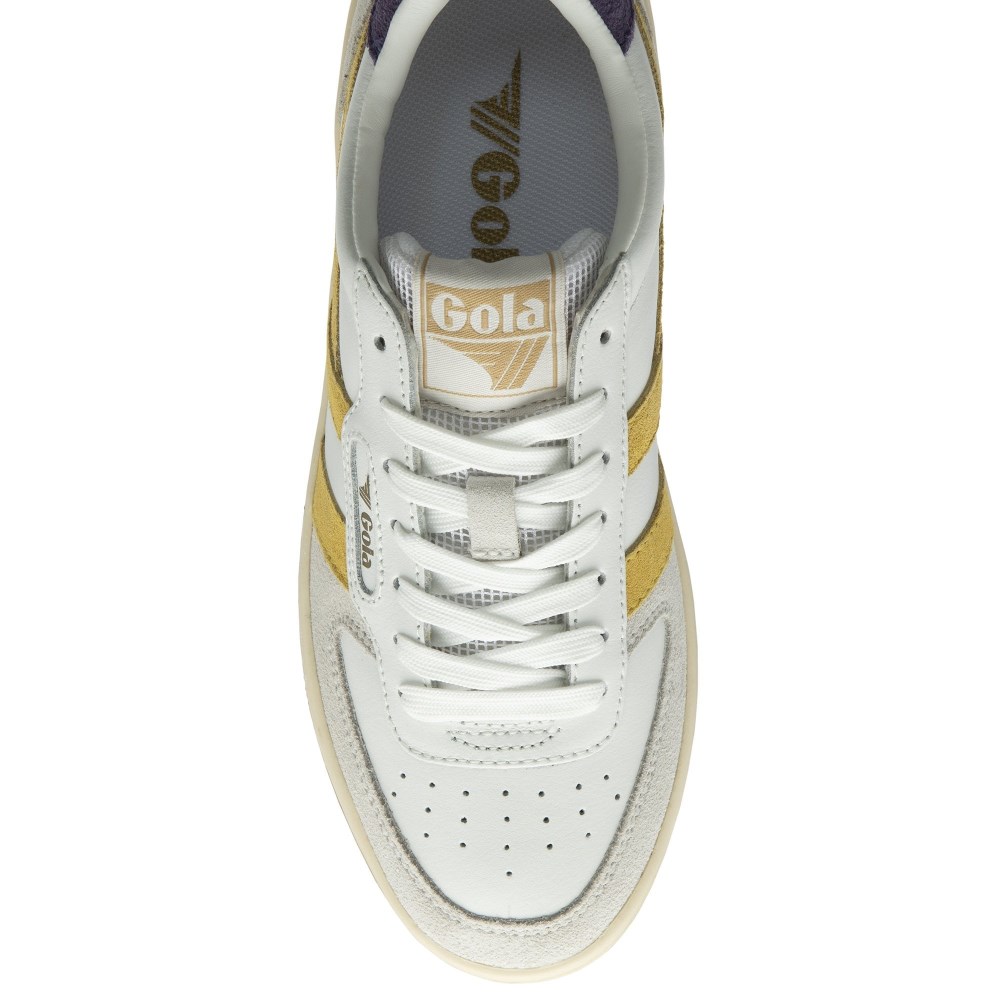 Gola Classics Women's Hawk Sneakers - White/Pollen/Plum