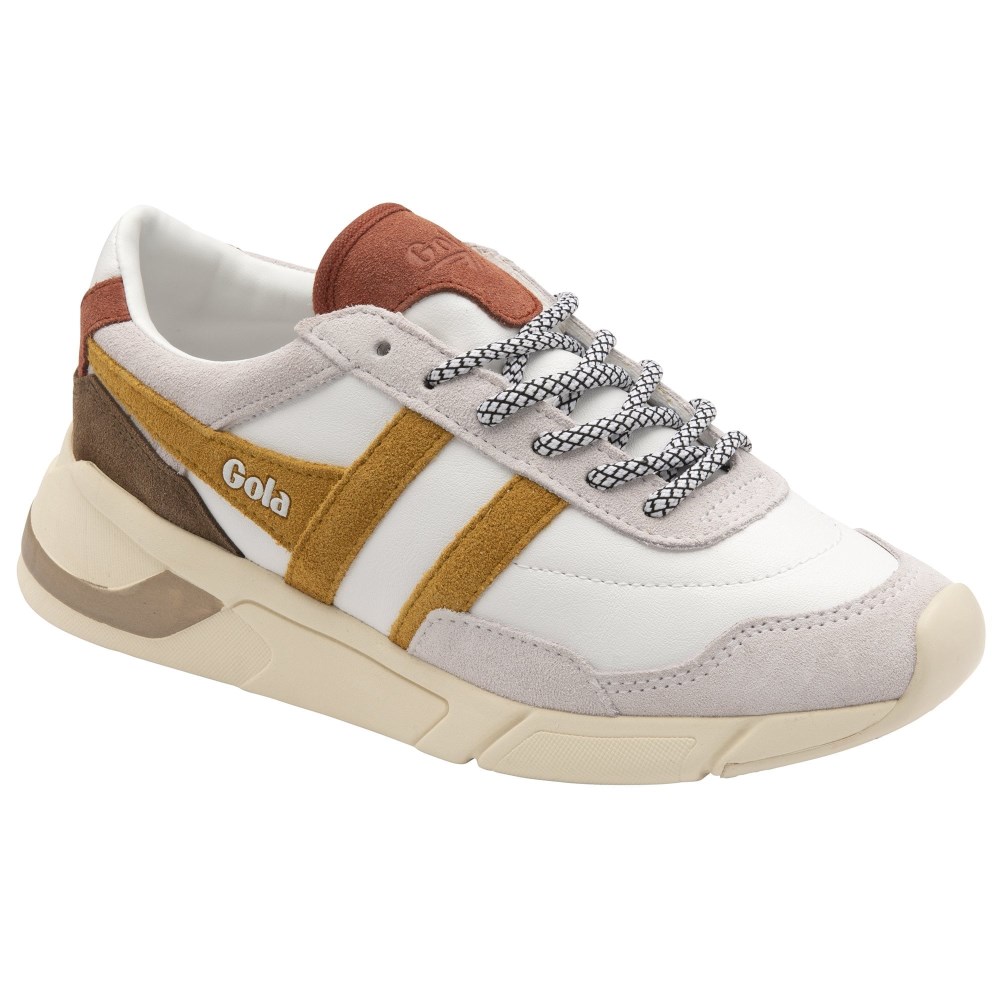 Gola Classics Women's Eclipse Pure Sneakers - White/Sun/Orange Spice